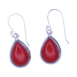 Boucles d'oreilles pendantes en argent sterling corail rouge