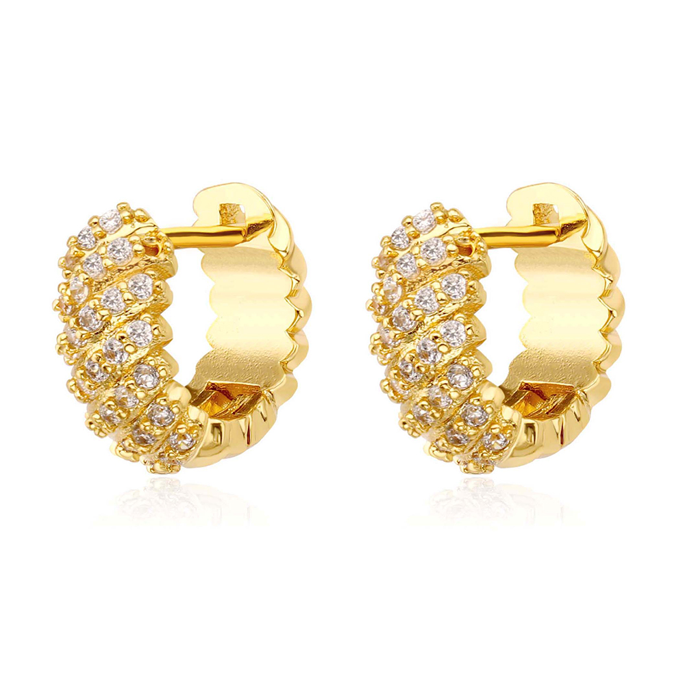 Petites Boucles d'Oreilles Plaquées Or avec Zirconium Cubique Étincelant - et Abordables