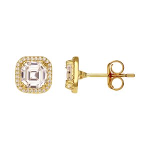 Brillez avec des boucles d'oreilles en argent sterling plaqué or 18 carats avec zircon cubique