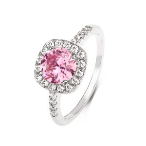 Brillez Toute la Journée : Bague en Argent Sterling avec Zircon Cubique Rose - Taille 6-7-8-9