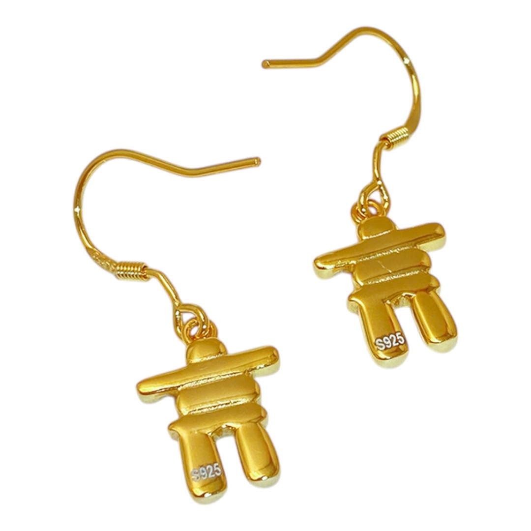 Boucles d'oreilles suspendues Inuksuk – Argent sterling plaqué or 18K | Canadien – Image 5