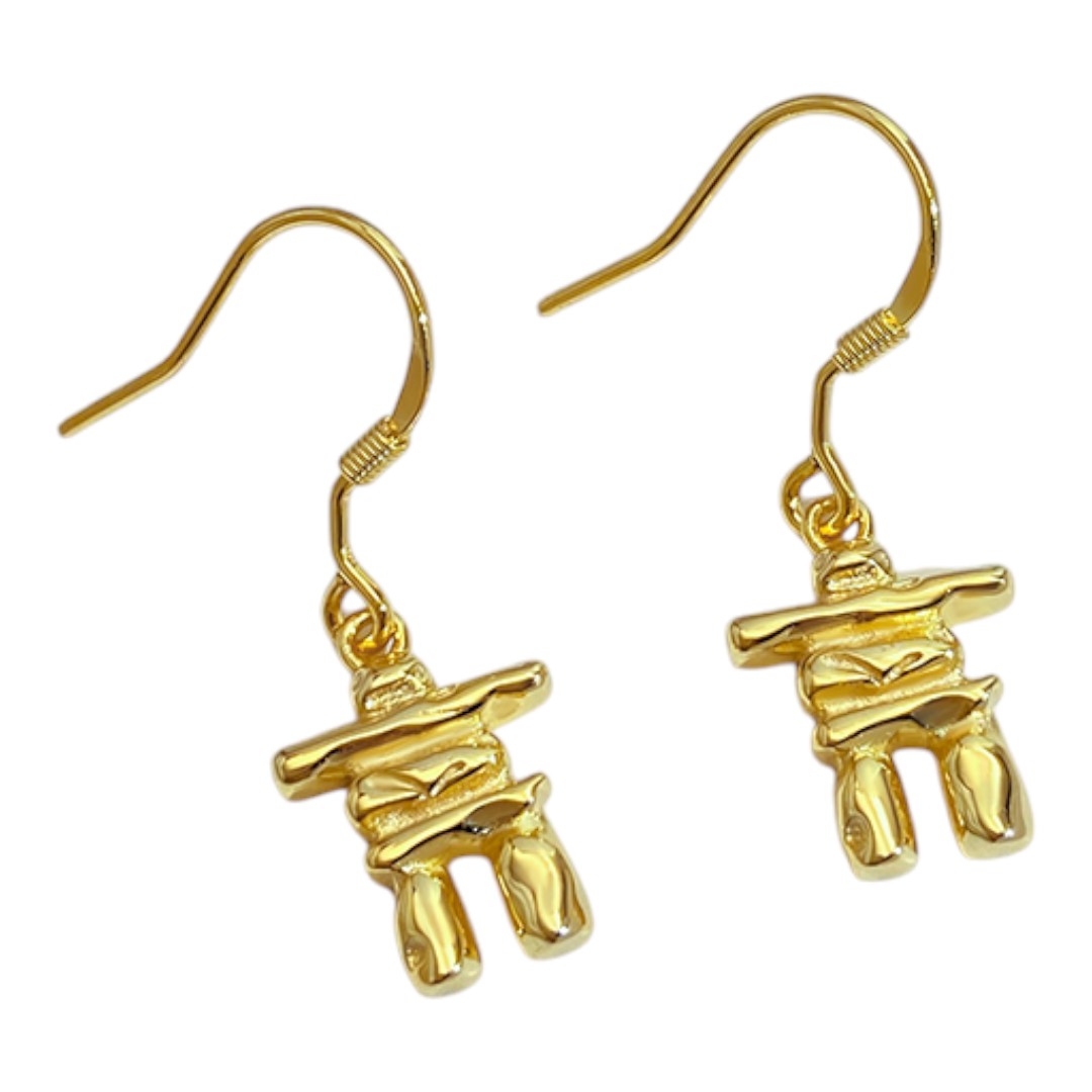 Boucles d'oreilles suspendues Inuksuk – Argent sterling plaqué or 18K | Canadien – Image 2