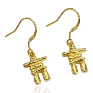 Boucles d'oreilles suspendues Inuksuk – Argent sterling plaqué or 18K | Canadien