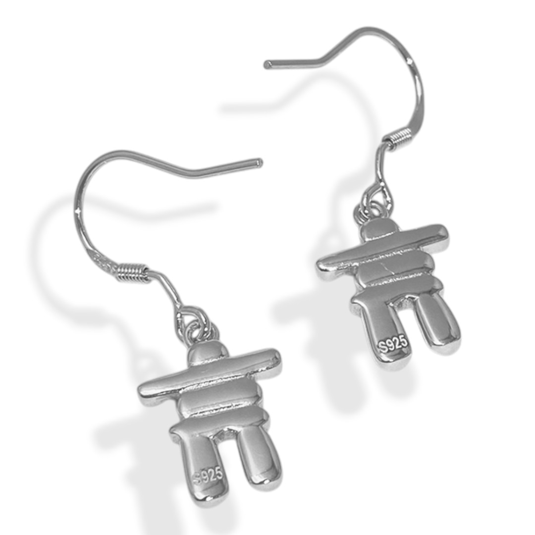 Boucles d'oreilles Inuksuk en argent sterling plaqué or blanc – cadeau de bijoux canadien – Image 4