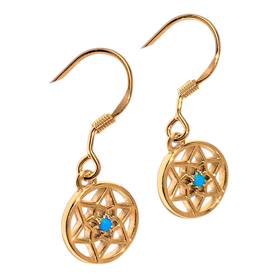 Boucles d'oreilles attrape-rêves en pierre bleue faite main - Argent sterling plaqué or 18K – Image 5