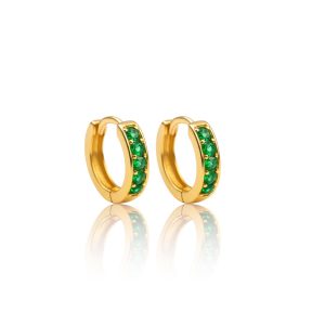 Boucles d'oreilles en zircon cubic vert en argent sterling – Bijoux en pierre précieuse plaqués or