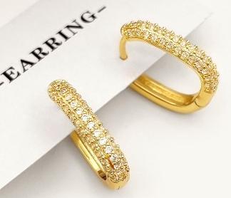 Boucles d'oreilles en cristal de zirconium en argent sterling plaqué or 18 carats - Le luxe – Image 8