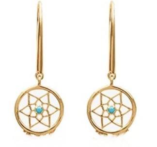 Boucles d'oreilles attrape-rêves en pierre bleue faite main - Argent sterling plaqué or 18K – Image 6