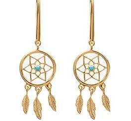 Boucles d'oreilles attrape-rêves en pierre bleue – Argent sterling plaqué or blanc – Image 6
