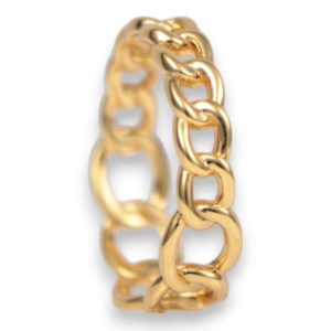 Bague en chaîne en argent sterling plaqué or 18 carats – Bijoux empilables pour femmes - Taille 7-8