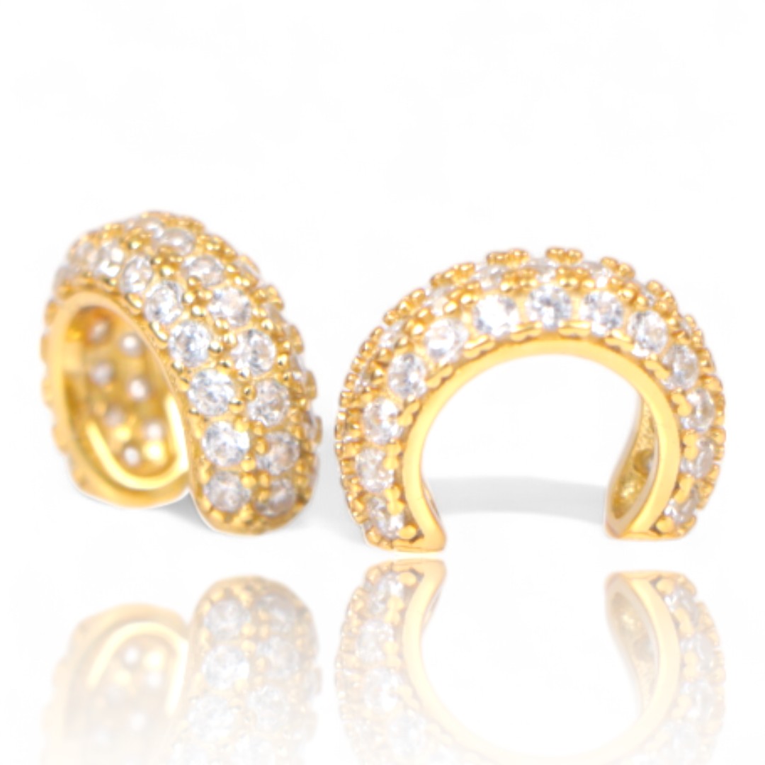 Clips d'oreilles en argent sterling plaqué or 18K avec zirconium cubique