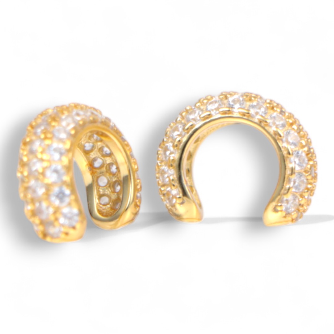 Clips d'oreilles en argent sterling plaqué or 18K avec zirconium cubique – Image 4