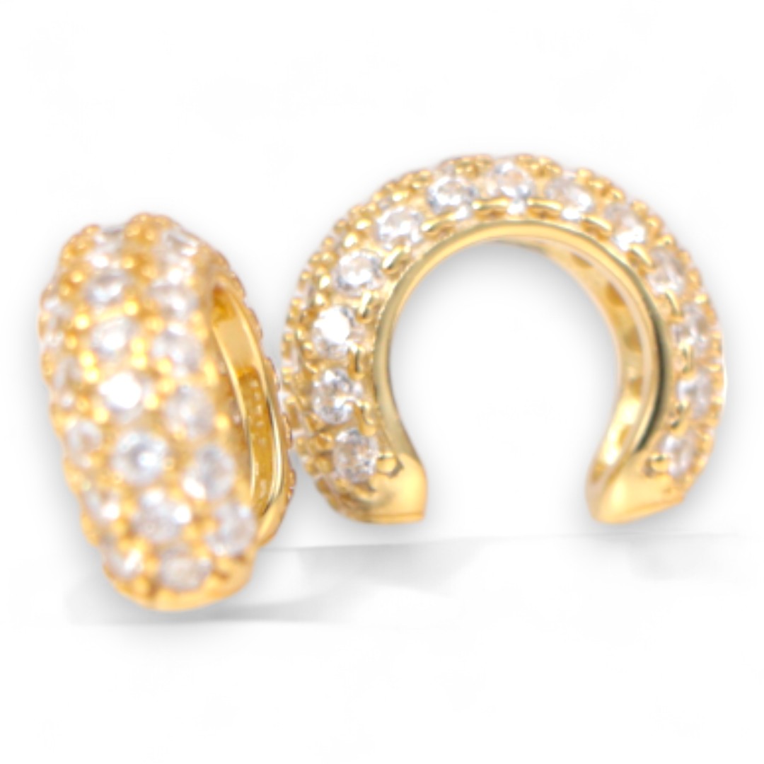 Clips d'oreilles en argent sterling plaqué or 18K avec zirconium cubique – Image 5