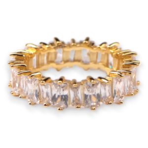 Bague en argent sterling plaqué or 18 carats – Bijoux élégants pour femmes - Taille 7-8-9