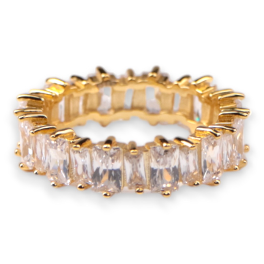 Bague en argent sterling plaqué or 18 carats – Bijoux élégants pour femmes - Taille 7-8-9