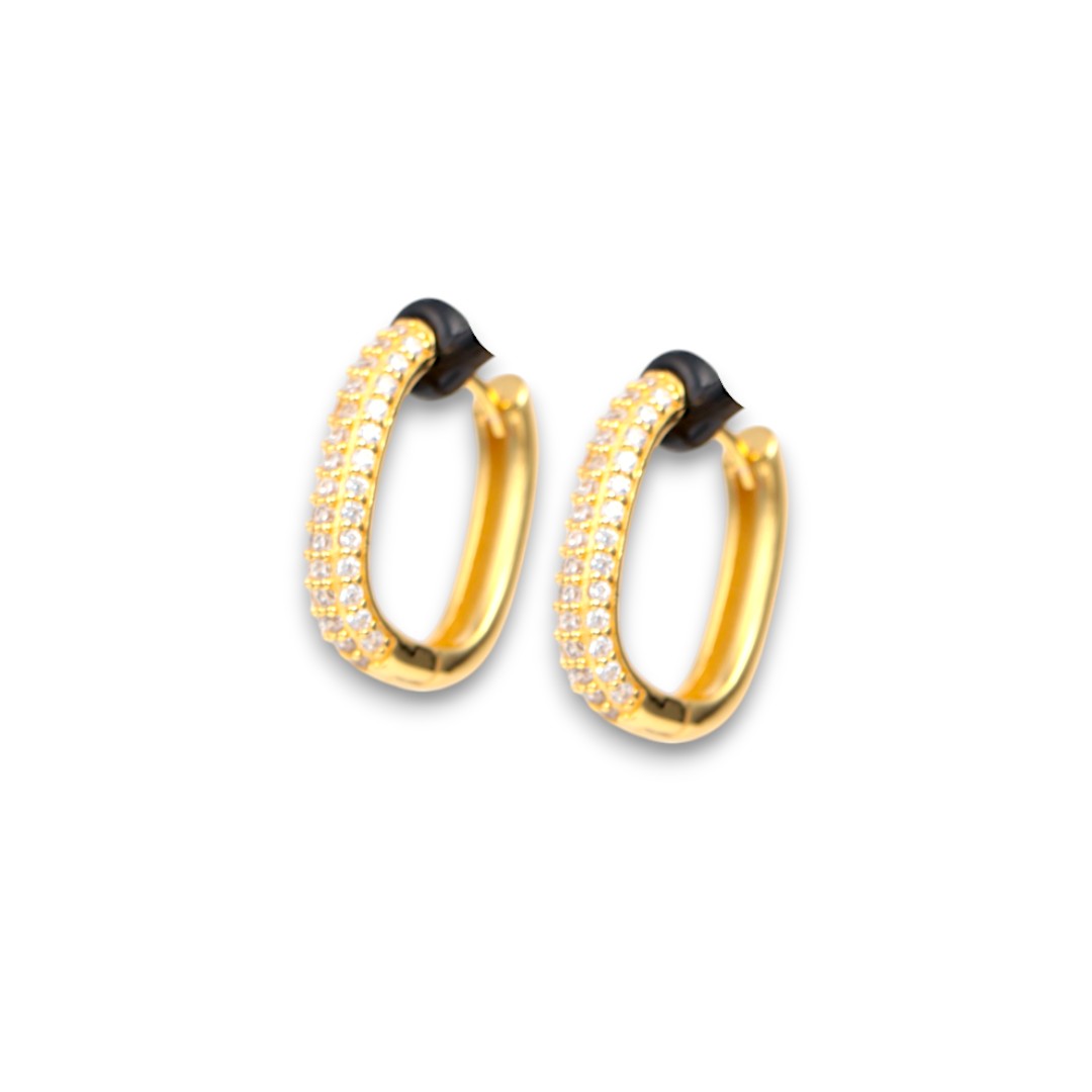 Boucles d'oreilles en cristal de zirconium en argent sterling plaqué or 18 carats - Le luxe – Image 4