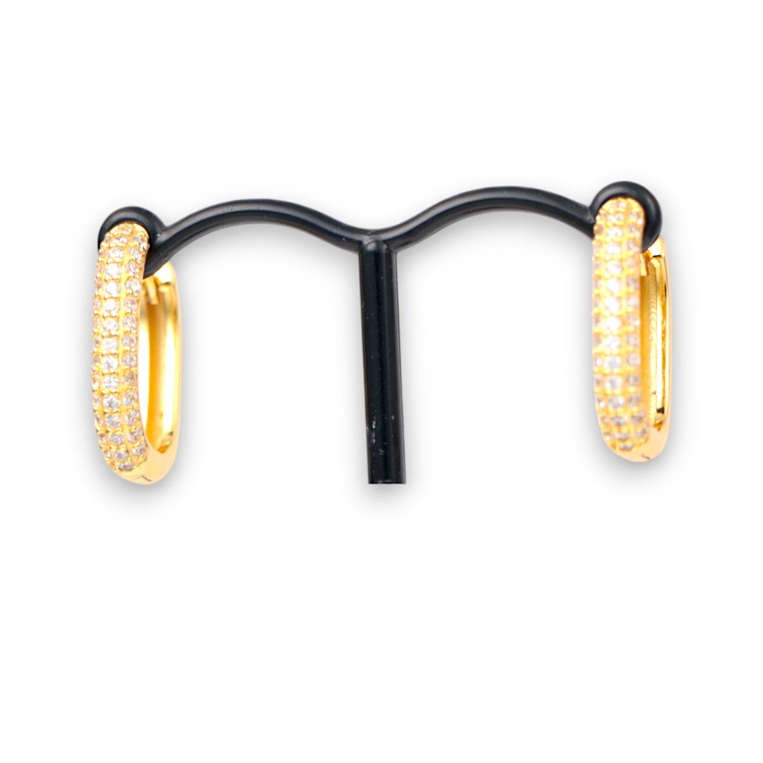 Boucles d'oreilles en cristal de zirconium en argent sterling plaqué or 18 carats - Le luxe – Image 3