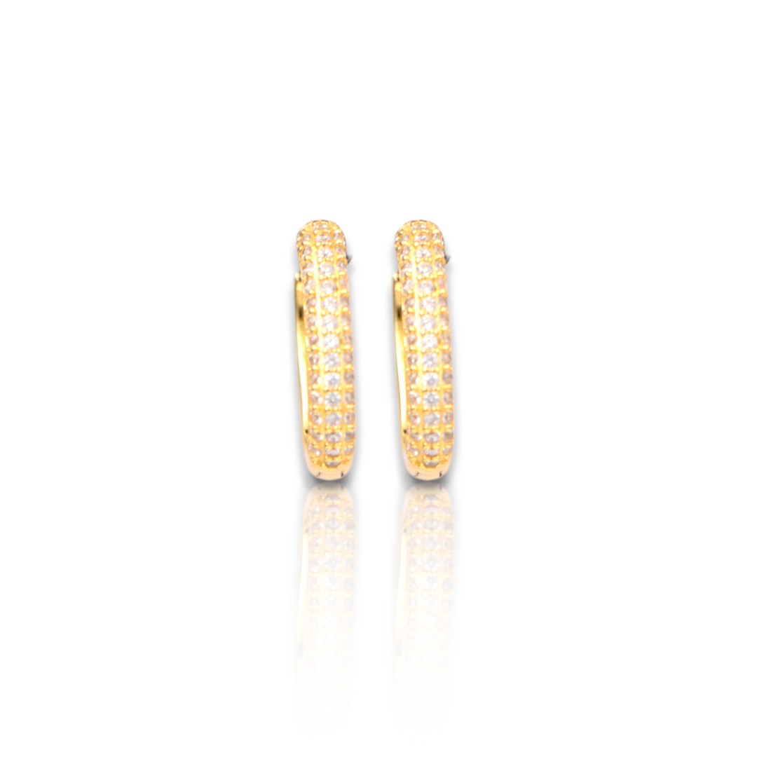 Boucles d'oreilles en cristal de zirconium en argent sterling plaqué or 18 carats - Le luxe – Image 2