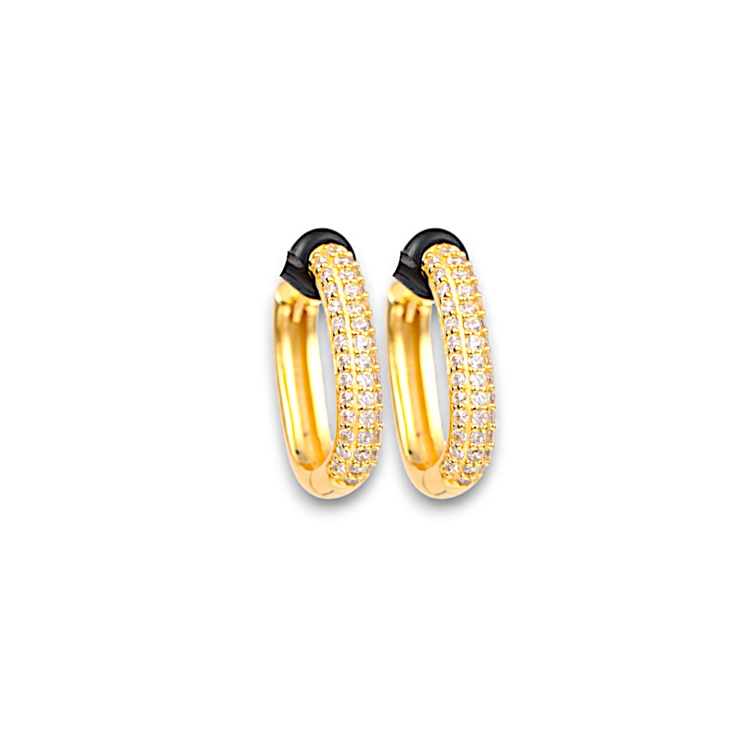 Boucles d'oreilles en cristal de zirconium en argent sterling plaqué or 18 carats - Le luxe