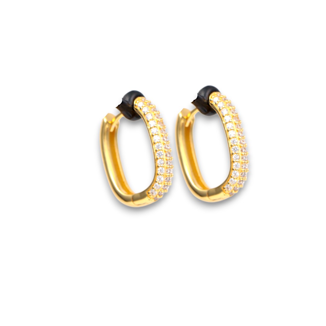 Boucles d'oreilles en cristal de zirconium en argent sterling plaqué or 18 carats - Le luxe – Image 7