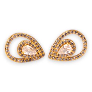 Boucles d'oreilles pendantes en or 18K plaquées avec pierre claire – Bijoux de luxe