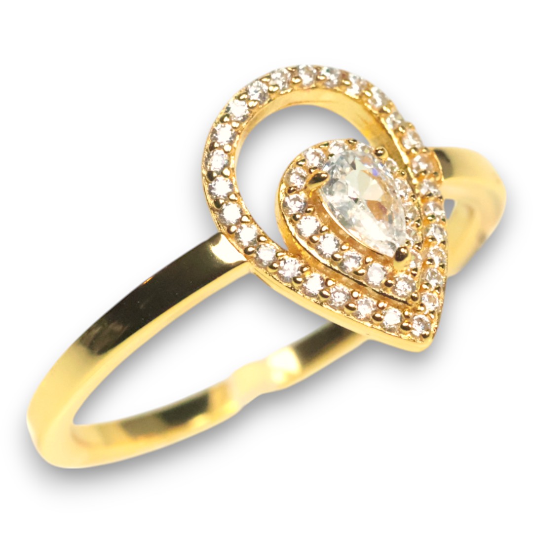 Bague en Argent Sterling Plaqué Or 18K en Forme de Goutte avec Zircon Cubique – Femmes - Taille 7-8-9 – Image 5