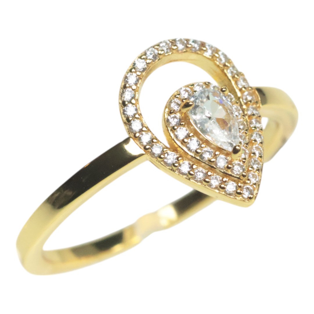 Bague en Argent Sterling Plaqué Or 18K en Forme de Goutte avec Zircon Cubique – Femmes - Taille 7-8-9 – Image 6