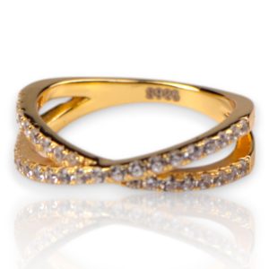 Bague en argent sterling plaqué or 18K – Bijoux pour femmes, cadeau hypoallergénique - Taille 7-8-9
