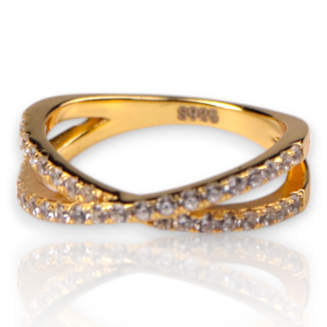 Bague en argent sterling plaqué or 18K – Bijoux pour femmes, cadeau hypoallergénique - Taille 7-8-9