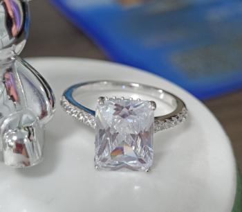 Bague en argent sterling plaqué or blanc – Élégante femme - Taille 6-7-8-9
