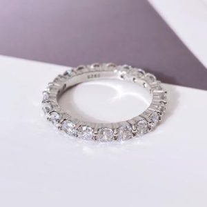 Bague en argent sterling plaqué or blanc – Bijoux fins pour femmes - Taille 7-8-9