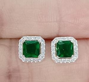 Boucles d'oreilles en argent plaqué zircon cubique vert – Bijoux pour femmes