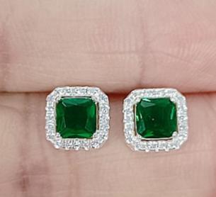 Boucles d'oreilles en argent plaqué zircon cubique vert – Bijoux pour femmes