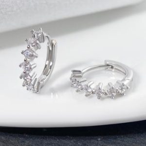 Créoles en argent sterling plaqué or blanc – Cubic Zirconia Sparkling