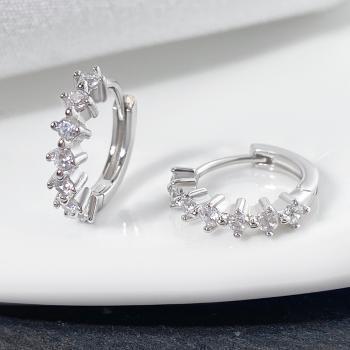 Créoles en argent sterling plaqué or blanc – Cubic Zirconia Sparkling