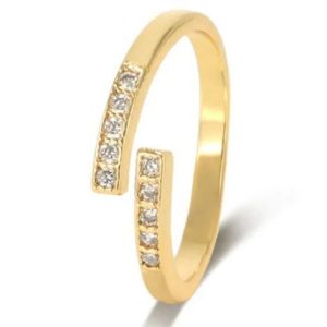 Bague en argent sterling ajustable plaquée or en zircon cubique – Bijoux pour femmes