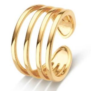 Bague en argent sterling plaqué or réglable – Élégante pour femmes