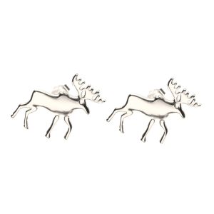 Boucles d'oreilles en or blanc plaqué Moose – Argent sterling