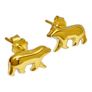 Boucles d'oreilles en forme d'ours polaire – Argent sterling plaqué or 18K