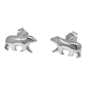 Boucles d'oreilles ours polaire – Argent sterling plaqué or blanc