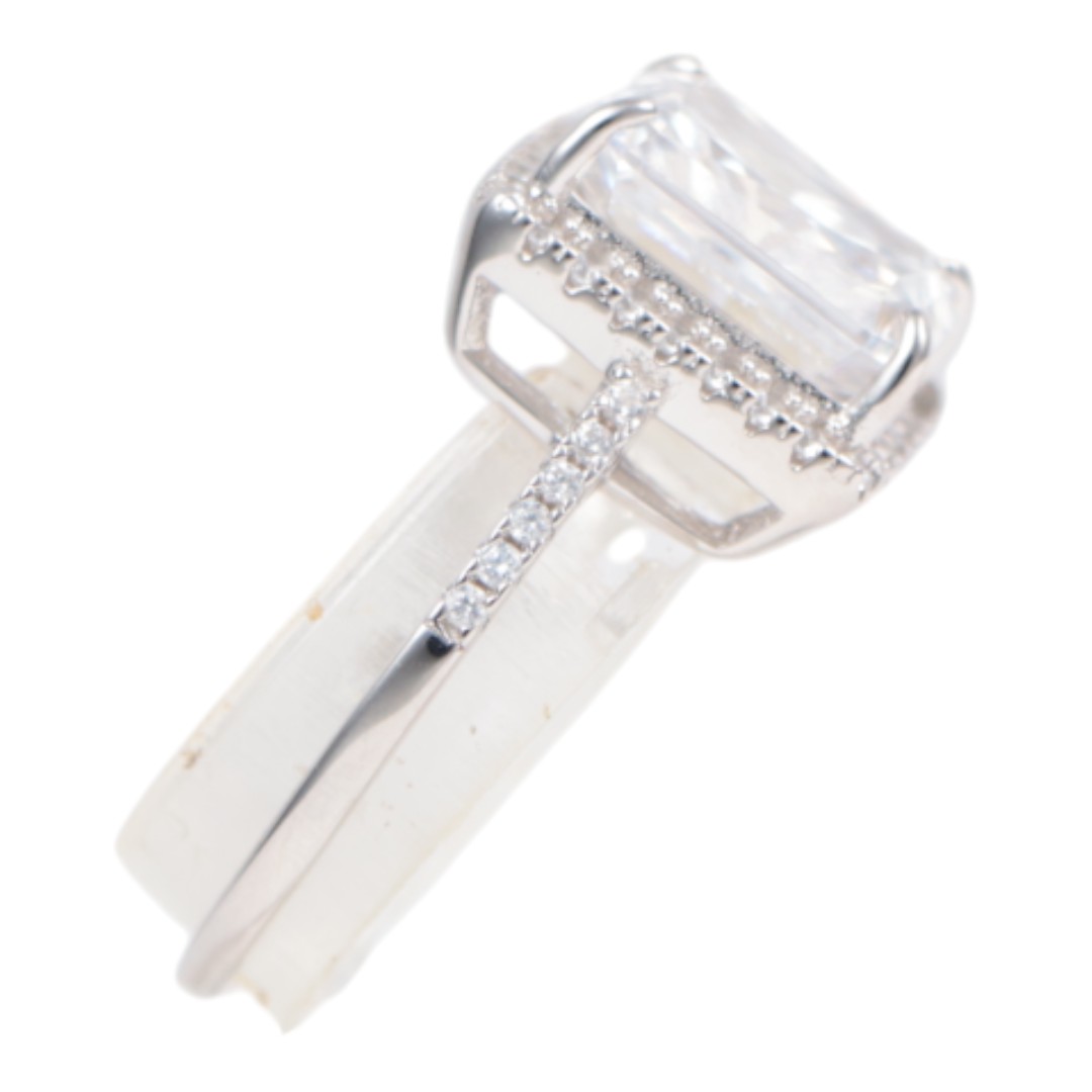 Bague en argent sterling plaqué or blanc – Élégante femme - Taille 6-7-8-9 – Image 4