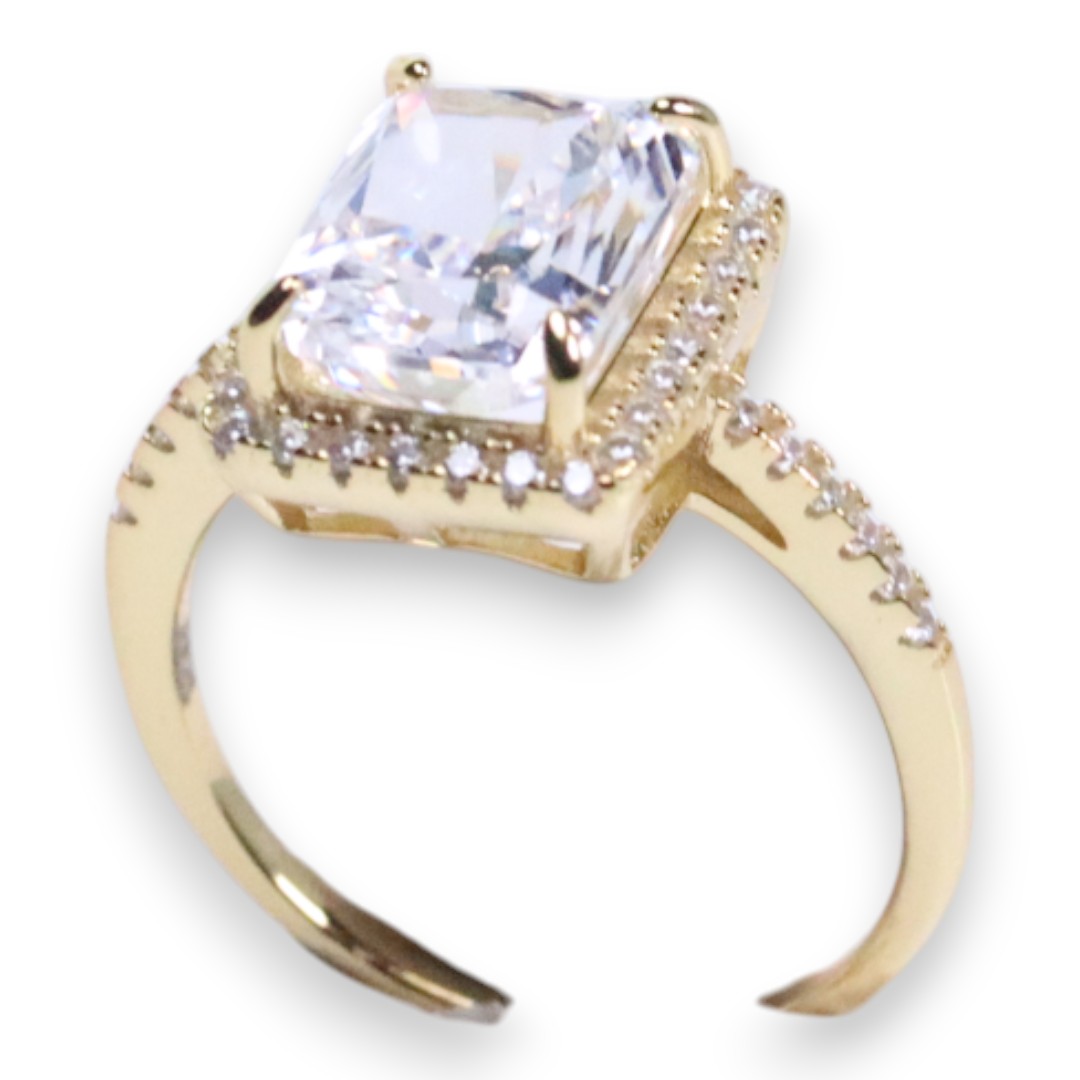 Bague en Argent Sterling Plaqué Or 18K – Bijoux de Luxe en Zircon Cubique - Taille 7-8-9 – Image 4