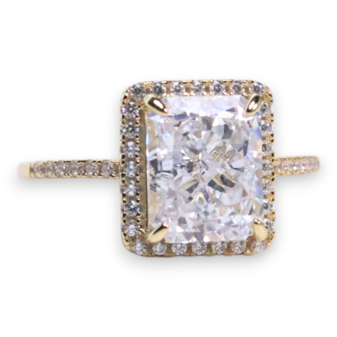 Bague en Argent Sterling Plaqué Or 18K – Bijoux de Luxe en Zircon Cubique - Taille 7-8-9