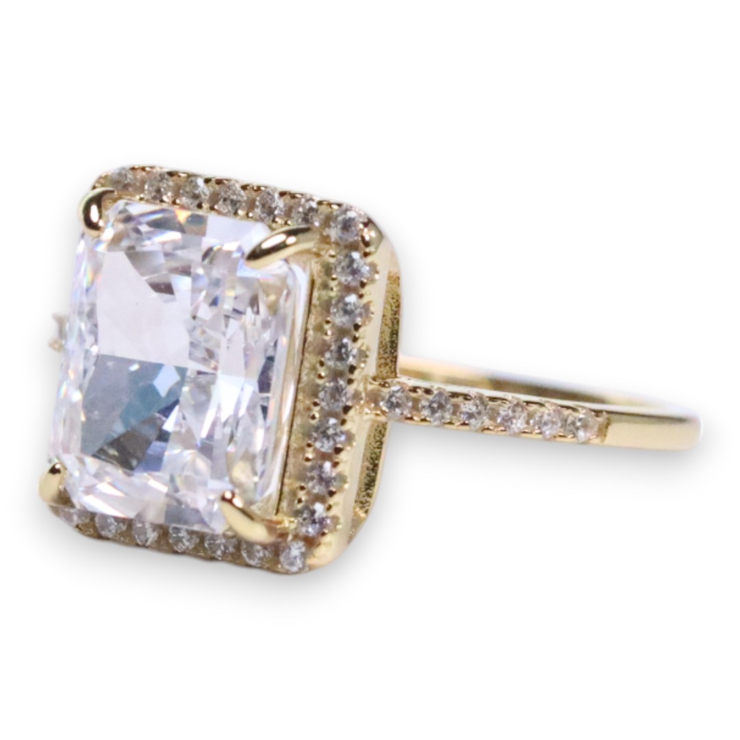 Bague en Argent Sterling Plaqué Or 18K – Bijoux de Luxe en Zircon Cubique - Taille 7-8-9 – Image 8