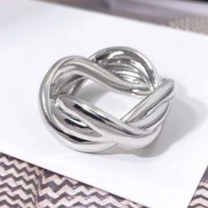Bague Tordue en Argent - Bande Spirale en Argent Sterling | Bijoux Empilables - Taille 6-7-8