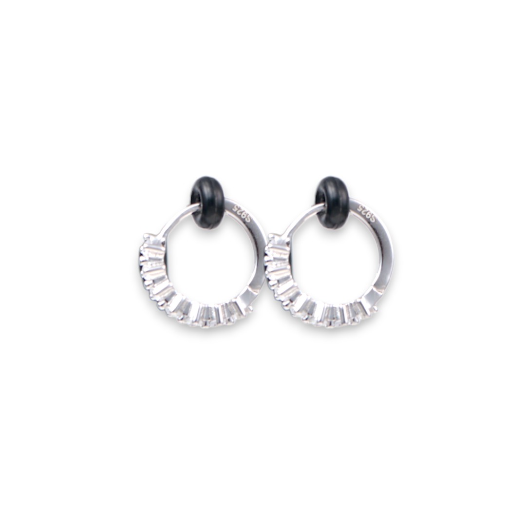 Créoles en argent sterling plaqué or blanc – Cubic Zirconia Sparkling – Image 2
