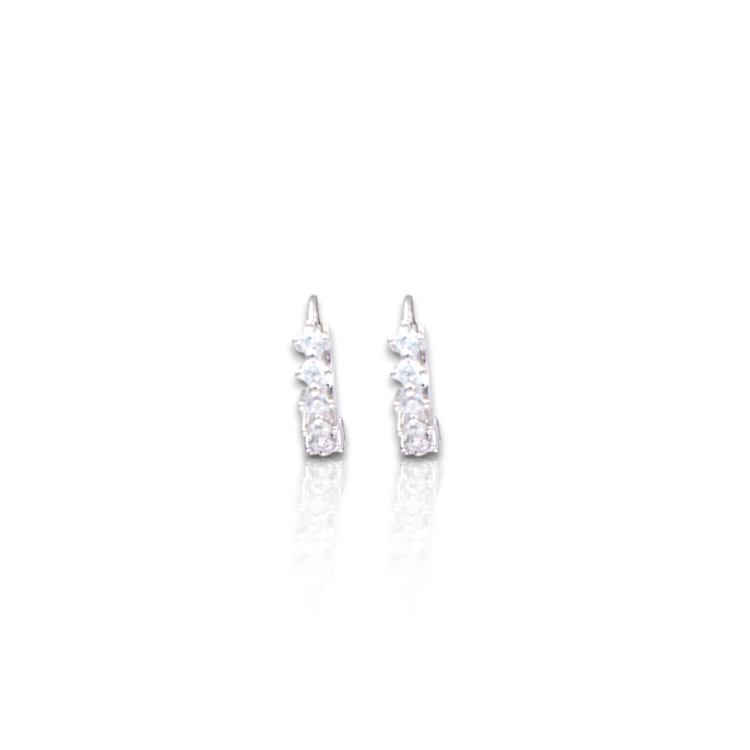 Créoles en argent sterling plaqué or blanc – Cubic Zirconia Sparkling – Image 3