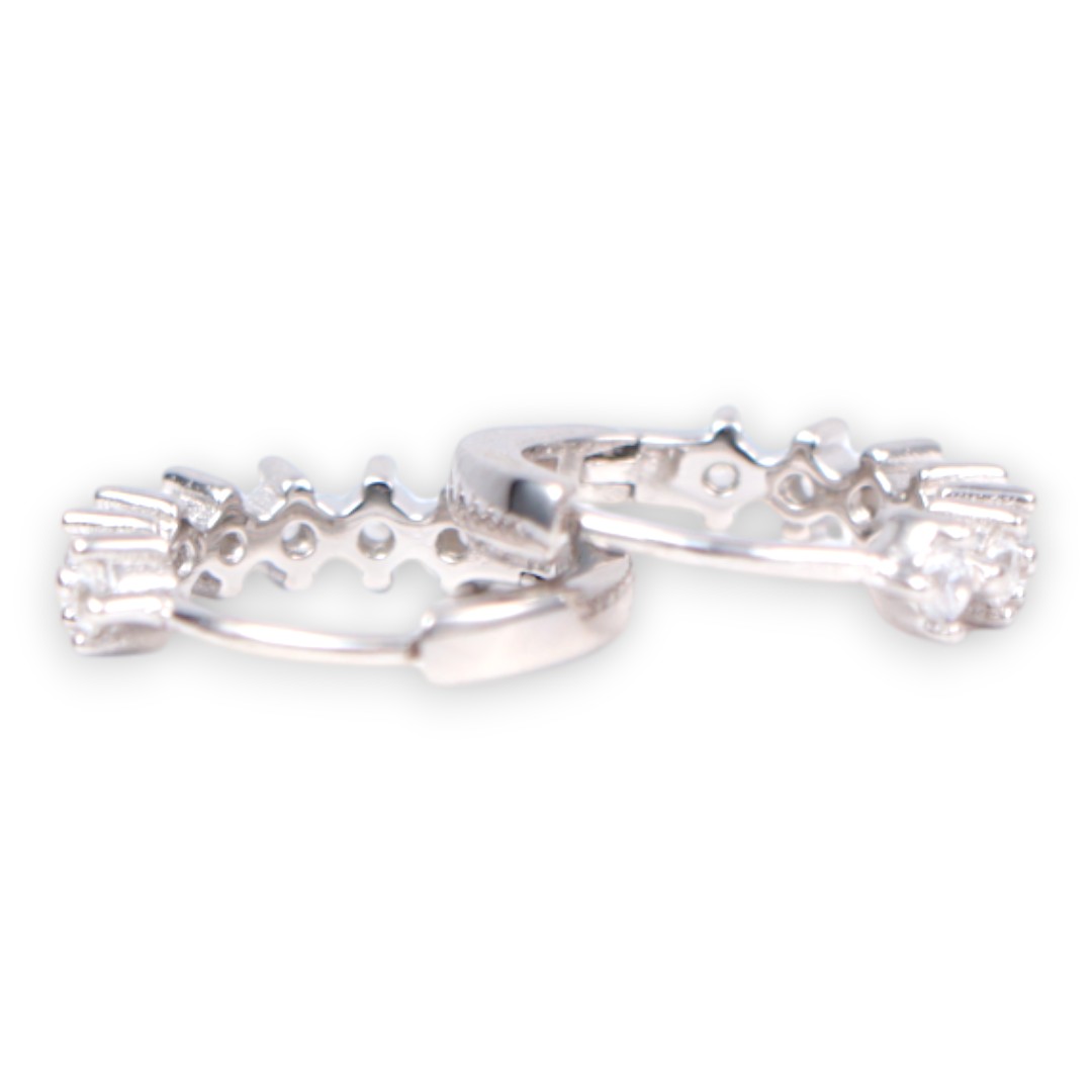 Créoles en argent sterling plaqué or blanc – Cubic Zirconia Sparkling – Image 4