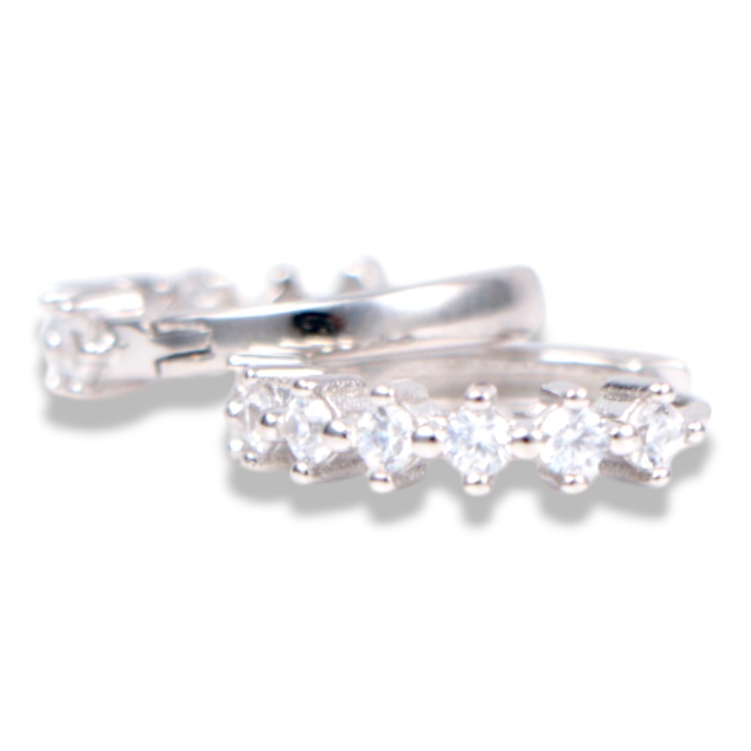 Créoles en argent sterling plaqué or blanc – Cubic Zirconia Sparkling – Image 5