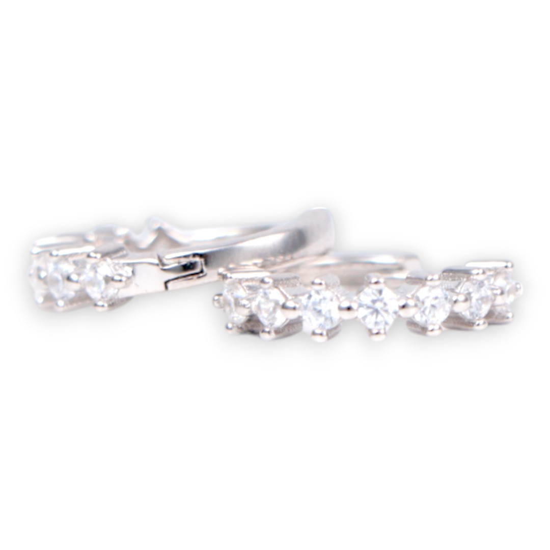 Créoles en argent sterling plaqué or blanc – Cubic Zirconia Sparkling – Image 6